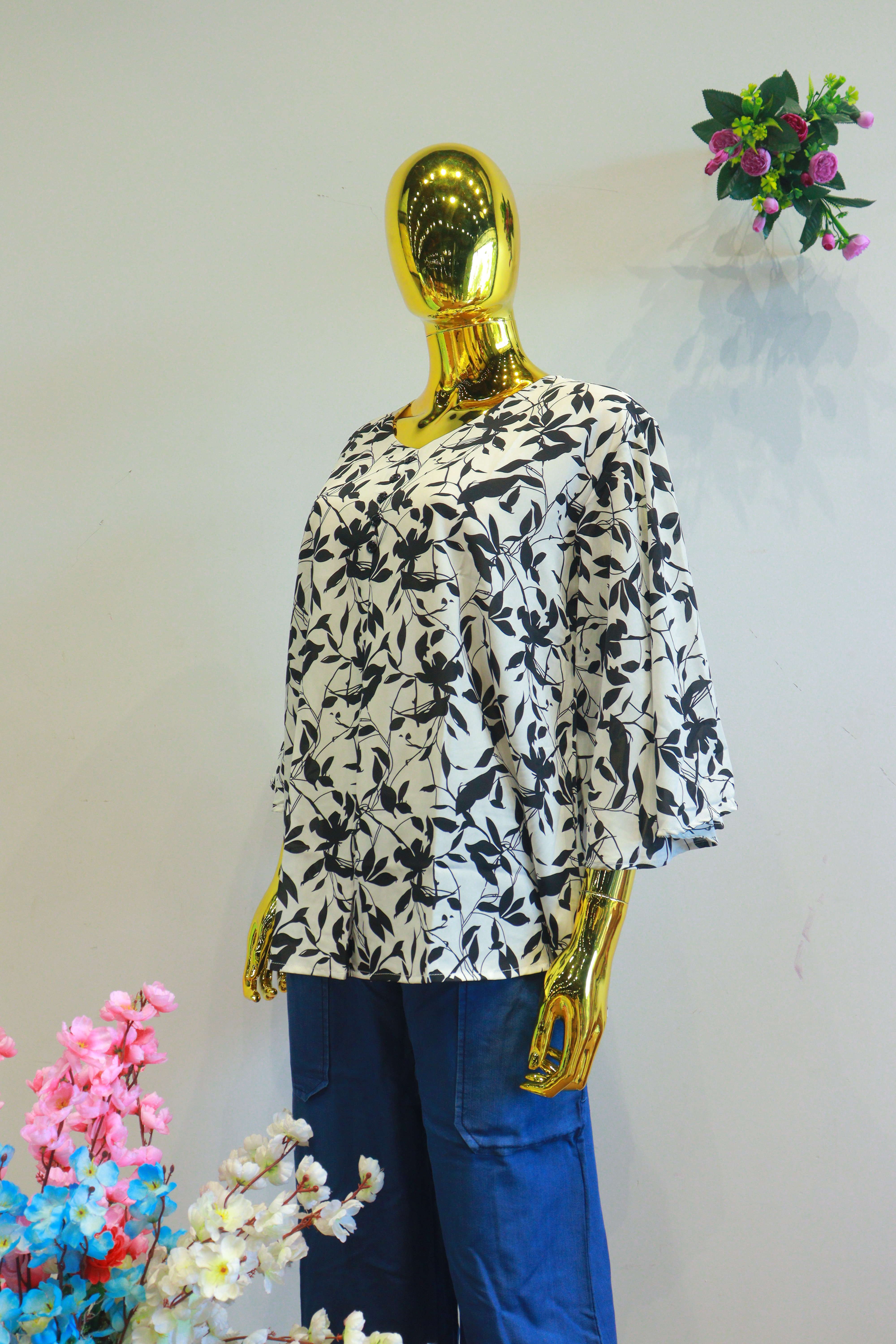 White Georgette Top With Digital Print