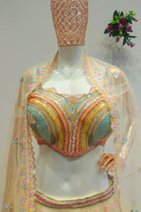 White Net Embroidery Crop-Top With Designer Blouse