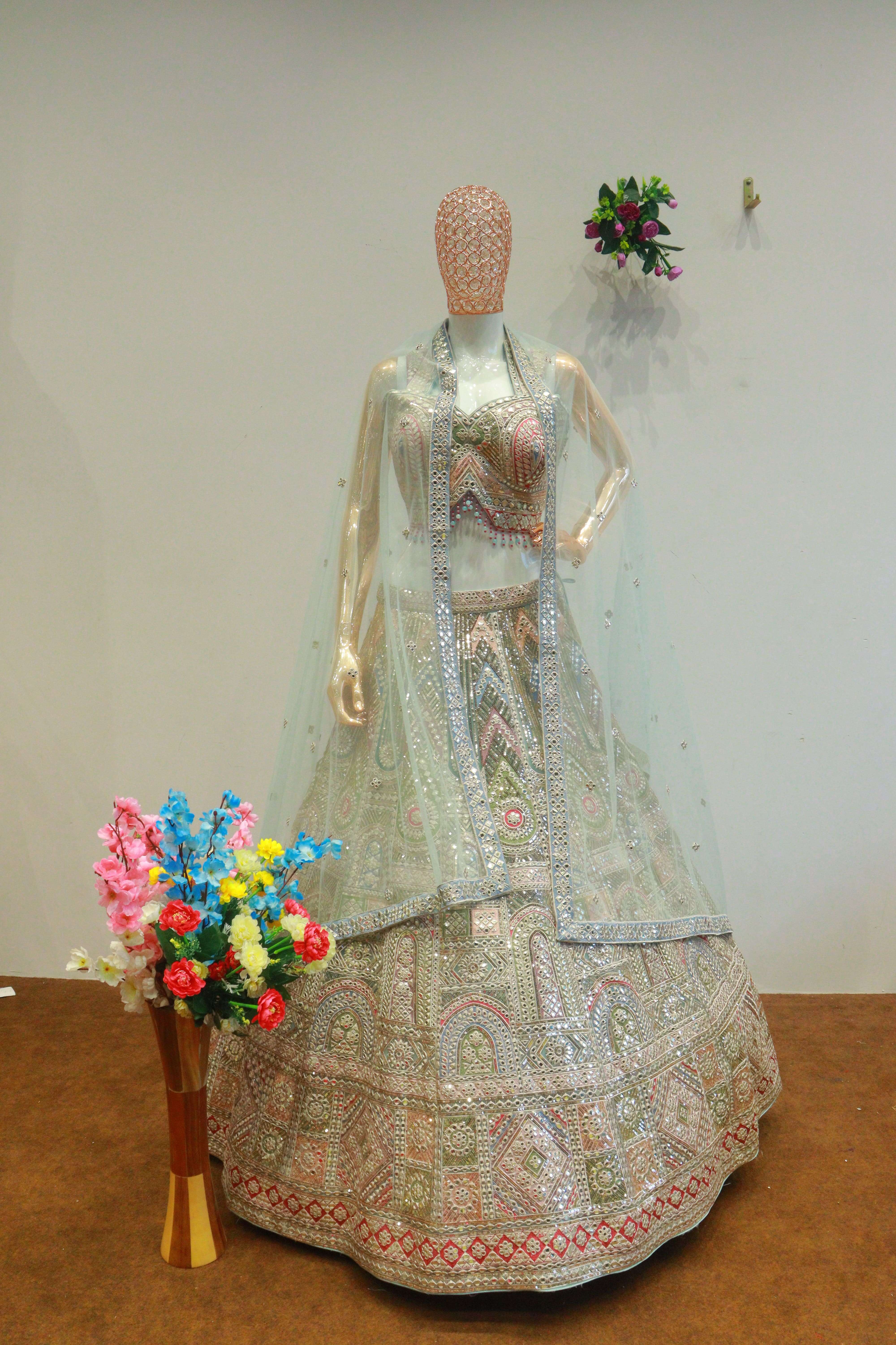 Multi Net Crop-Top With Gota Patti Work