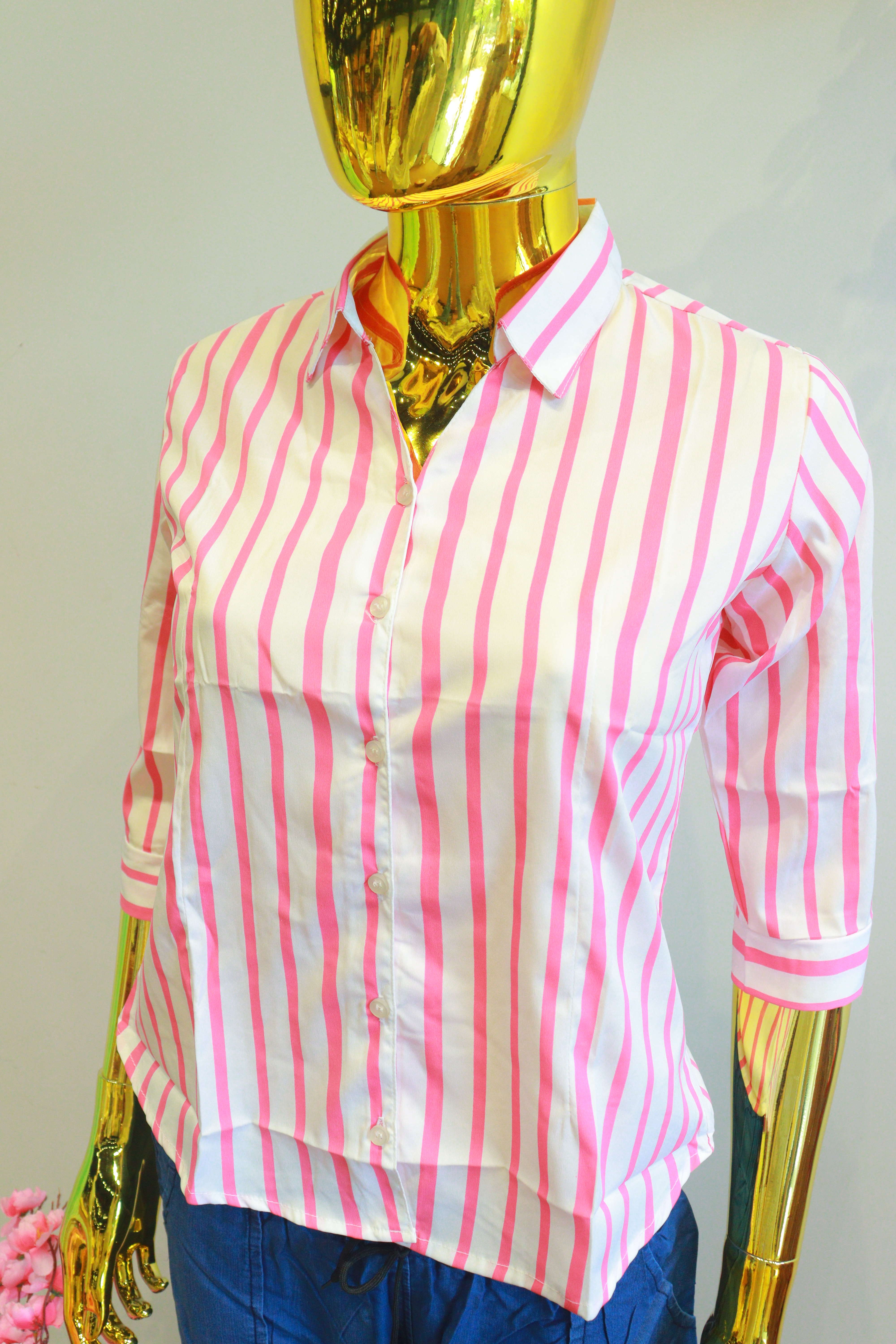 White Silk Shirt With Pink Lining Checks