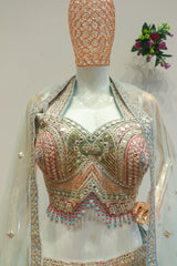 Multi Net Crop-Top With Gota Patti Work