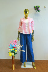 White Silk Shirt With Pink Lining Checks