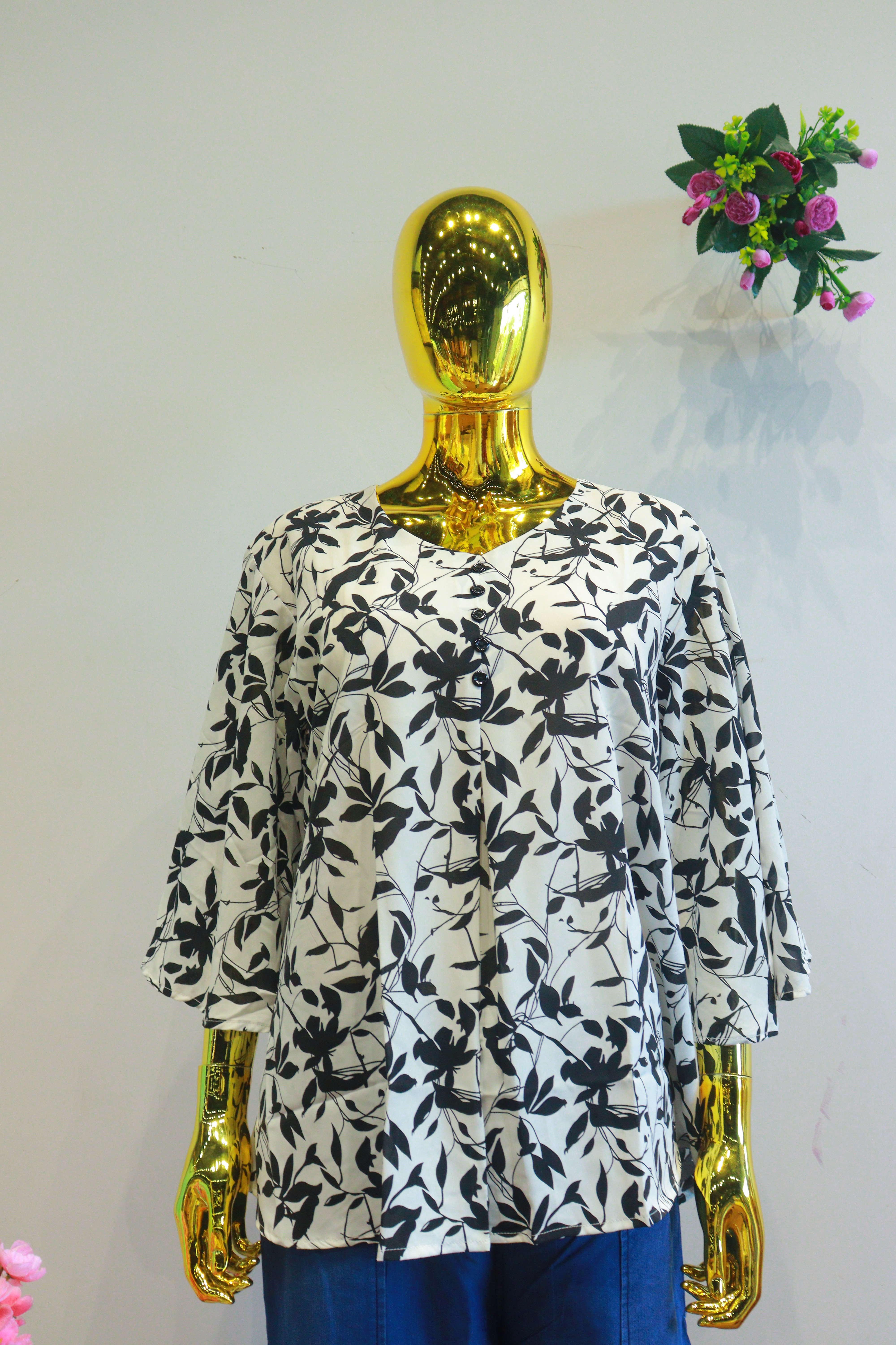 White Georgette Top With Digital Print