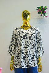 White Georgette Top With Digital Print