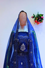 Dark Blue Silk Lehenga with Hand Work