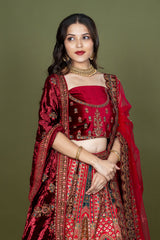 Multi Silk Bridal Lehenga With Embroidery