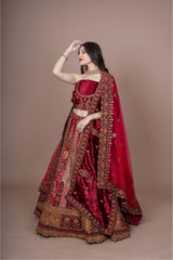 Multi Silk Bridal Lehenga With Zarkan Diamond Work