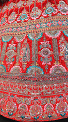 Red Velvet Lehenga With Jarkan Work