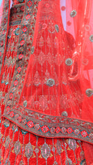 Red Velvet Lehenga With Jarkan Work