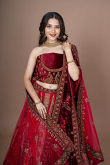 Multi Silk Bridal Lehenga With Zarkan Diamond Work
