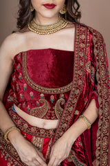 Multi Silk Bridal Lehenga With Zarkan Diamond Work