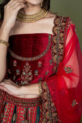 Multi Silk Bridal Lehenga With Embroidery