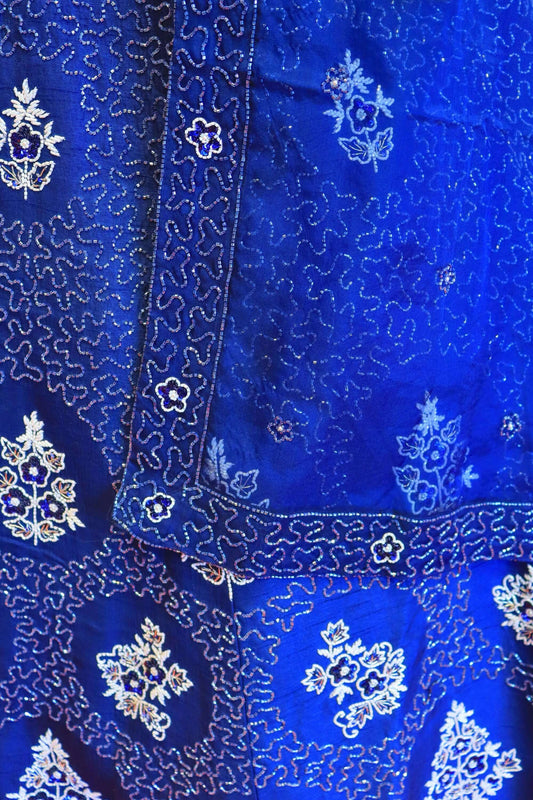 Dark Blue Silk Lehenga with Hand Work
