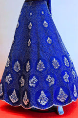 Dark Blue Silk Lehenga with Hand Work