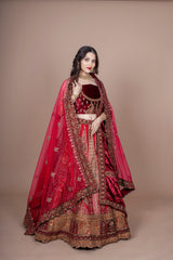Multi Silk Bridal Lehenga With Zarkan Diamond Work