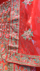 Red Silk Lehenga With Embroidery Work