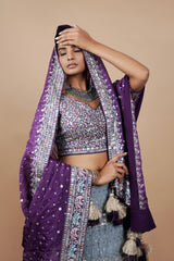 Multi color Georgette Crop-top With Sequence Work Blouse