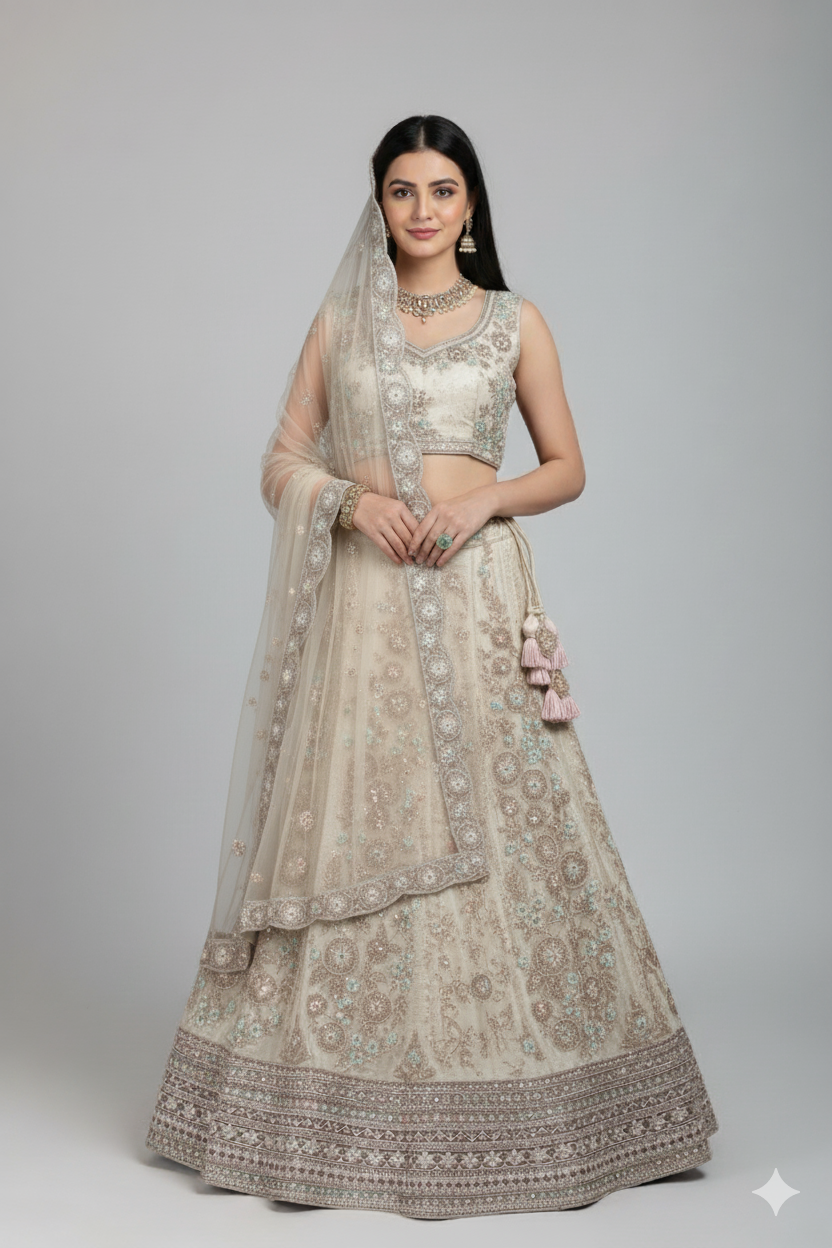Grey Georgette Lehenga With Sequence Work