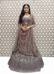 Violet Sequence Nature Design Net Lehenga