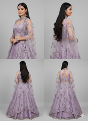 Pearl White Flower Sequence Work Net Lehenga – Elegant Embroidered Wedding & Party Wear Lehenga Choli