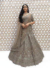 Chiku Abstract Print Lehenga with Mirror work