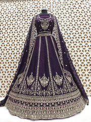 Eminence Purple Embroidery Georgette Lehenga with Net Dupatta – Elegant Wedding & Party Wear Lehenga Choli