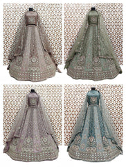 Baby Pink Bird Embroidery Sequence Work Lehenga