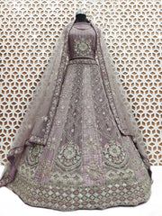 Baby Pink Bird Embroidery Sequence Work Lehenga