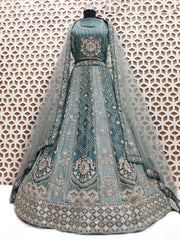 Baby Pink Bird Embroidery Sequence Work Lehenga