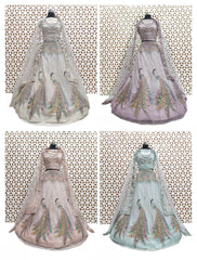 Arctic Blue Peacock Sequence Work Net Lehenga – Elegant Wedding & Party Wear Lehenga Choli
