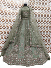 Baby Pink Bird Embroidery Sequence Work Lehenga