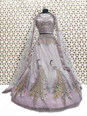 Arctic Blue Peacock Sequence Work Net Lehenga – Elegant Wedding & Party Wear Lehenga Choli