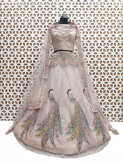 Arctic Blue Peacock Sequence Work Net Lehenga – Elegant Wedding & Party Wear Lehenga Choli