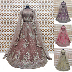 Violet Sequence Nature Design Net Lehenga
