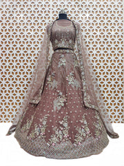 Violet Sequence Nature Design Net Lehenga