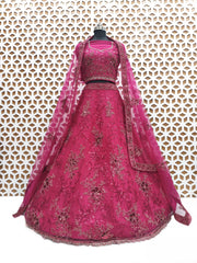 Royal Blue thread Sequence work Net lehenga