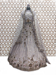 Turquoise Sequence work Net Lehenga