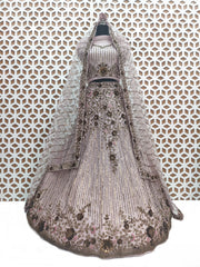 Turquoise Sequence work Net Lehenga