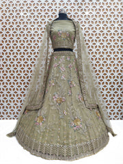 Mauve Pink Floral Embroidery Sequence Work Net Lehenga – Elegant Wedding & Party Wear Lehenga Choli