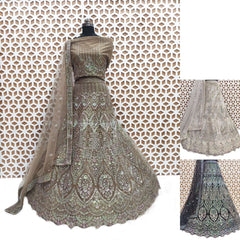 Chiku Abstract Print Lehenga with Mirror work