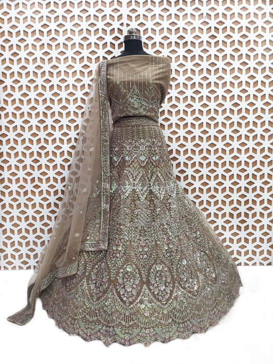 Chiku Abstract Print Lehenga with Mirror work
