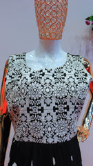 Black and White Embroidered Gown with a Coordinating Dupatta