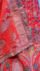 Red Bridal Lehenga with Embroidered Design and Sequin Detailing