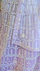 Beige Net Lehenga with Moti Work