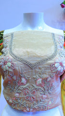 Baby Pink Silk Lehenga with Floral Embroidery
