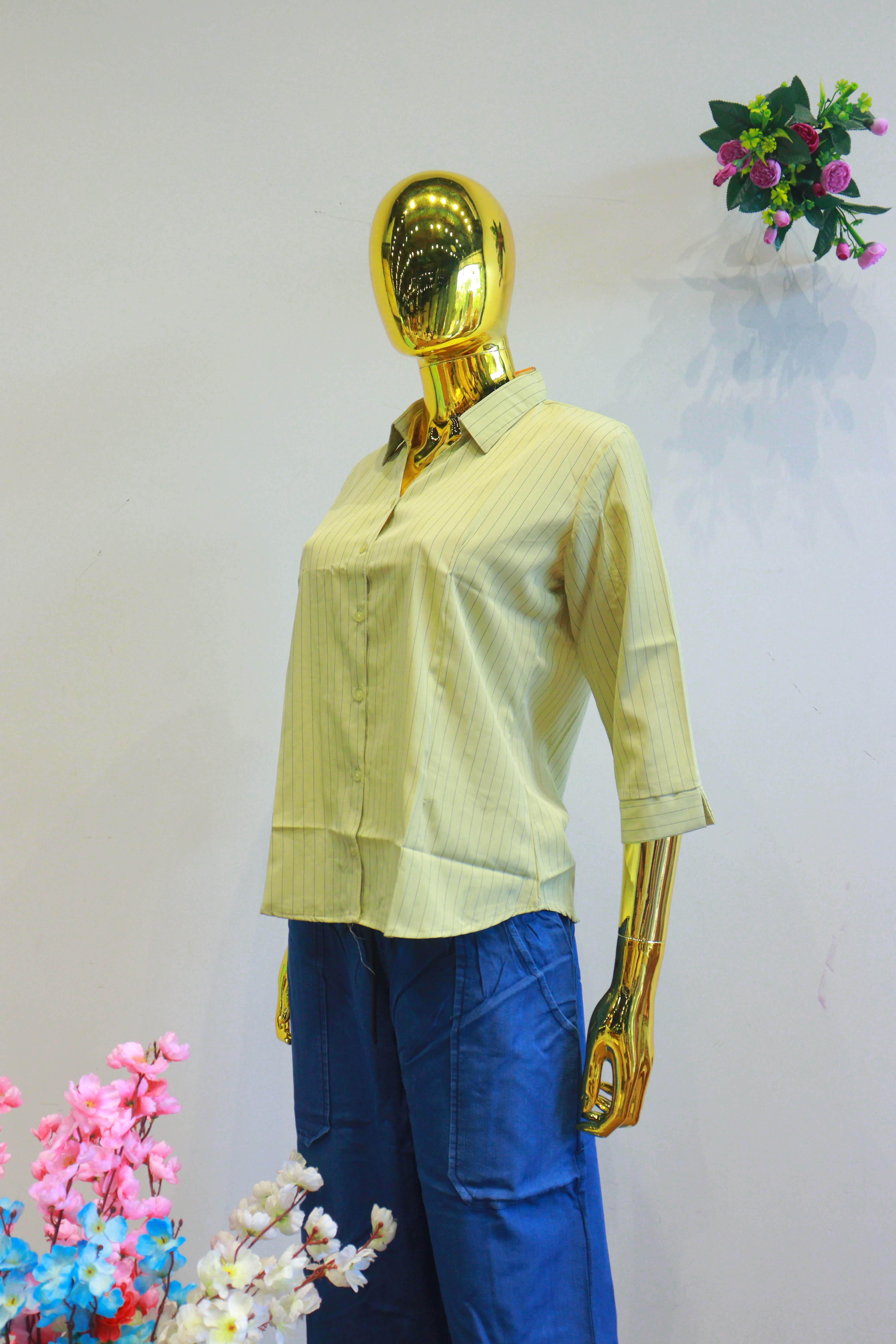 Green Liyon Slub Shirt With Lining Print