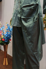 Green Silk Cord-Set With Hand Work