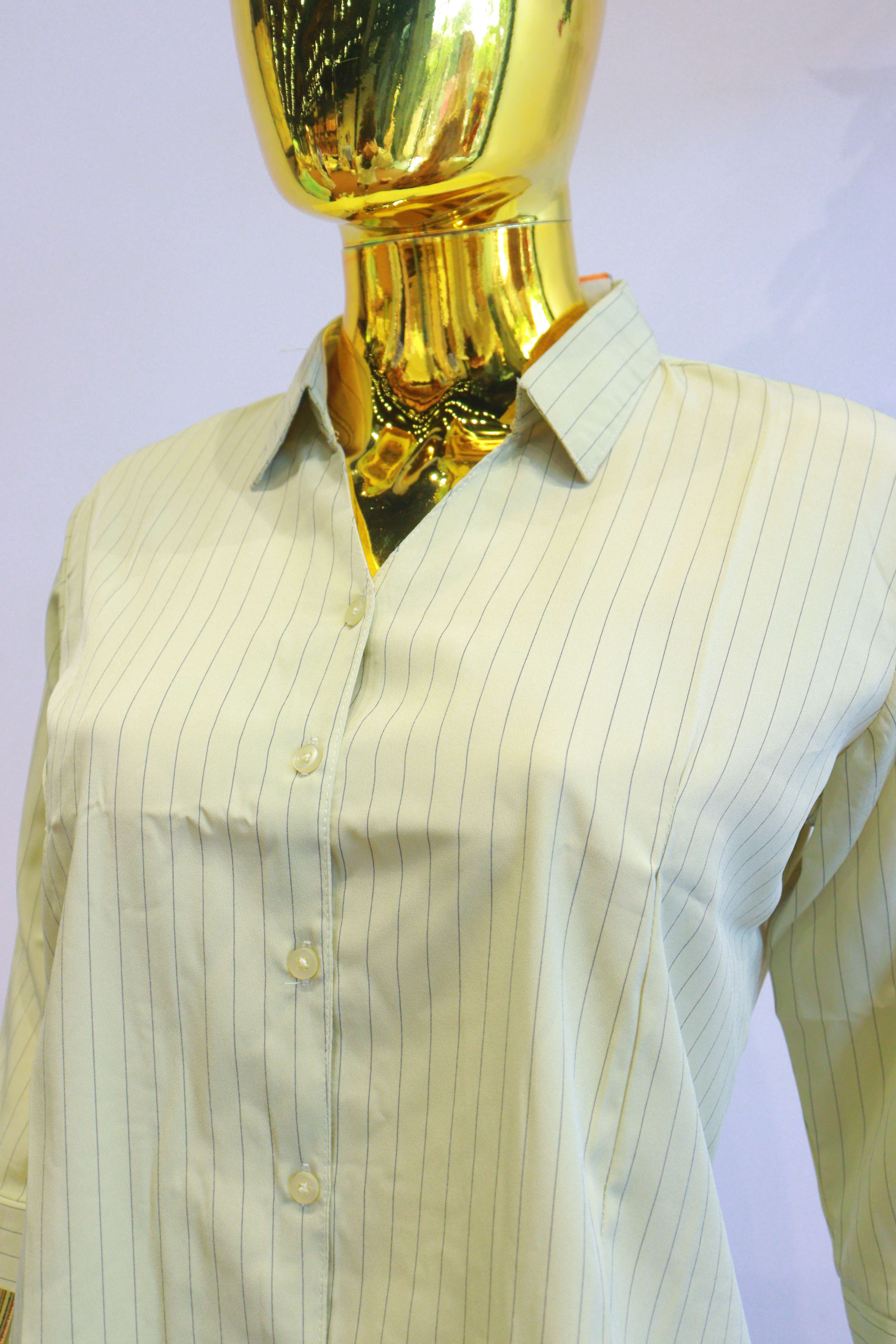 Green Liyon Slub Shirt With Lining Print