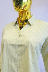 Green Liyon Slub Shirt With Lining Print