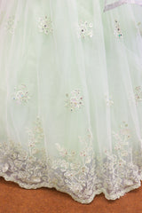 Green Net Gown With Embroidery Work